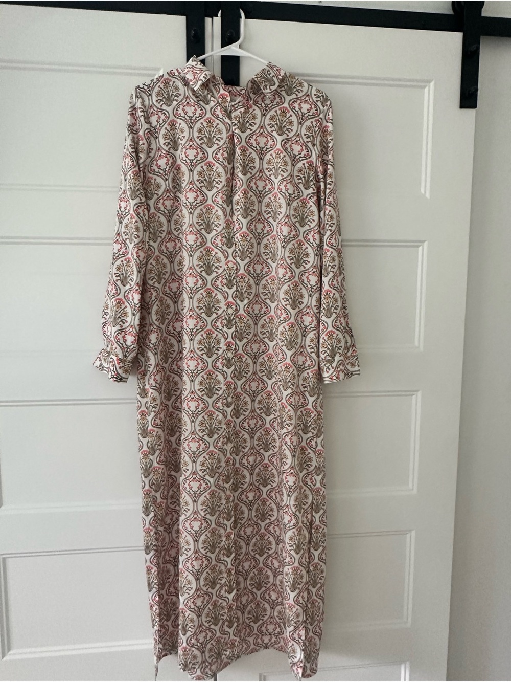 LOFT Printed Maxi Dress in Cream, Pink and Olive
